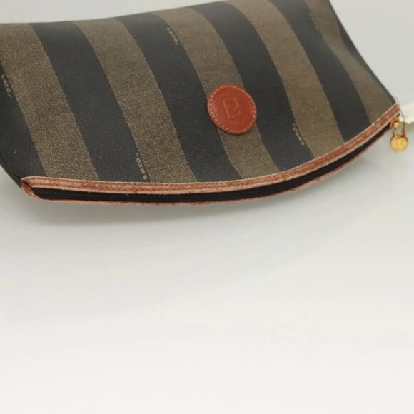 FENDI Pecan Canvas Pouch Black Brown gold Auth - Picture 6 of 15